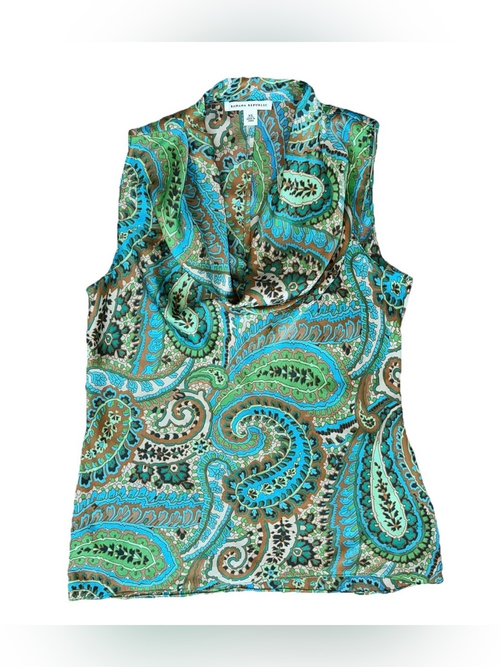 Banana Republic Paisley Cowl Neck Sleeveless Blouse XS - Picture 2 of 6
